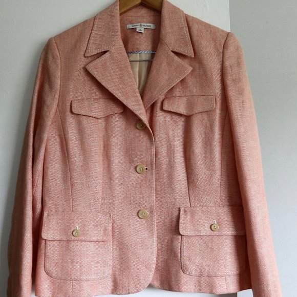 Tommy Hilfiger Linen Suit Jacket Blazer 12 New - Picture 1 of 8